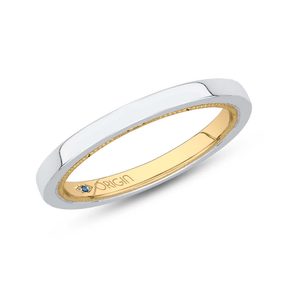 14K Two-Tone Gold Plain Wedding Band