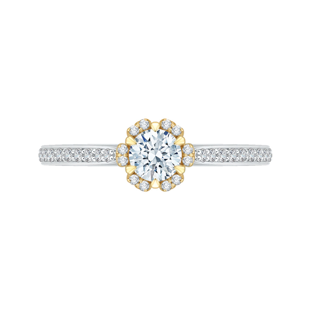 14K Two-Tone Gold Round Diamond Engagement Ring