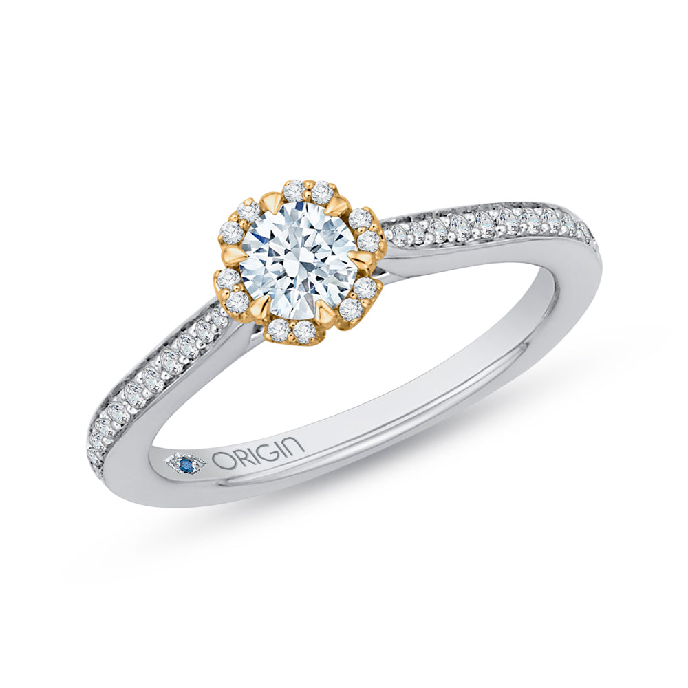 14K Two-Tone Gold Round Diamond Engagement Ring