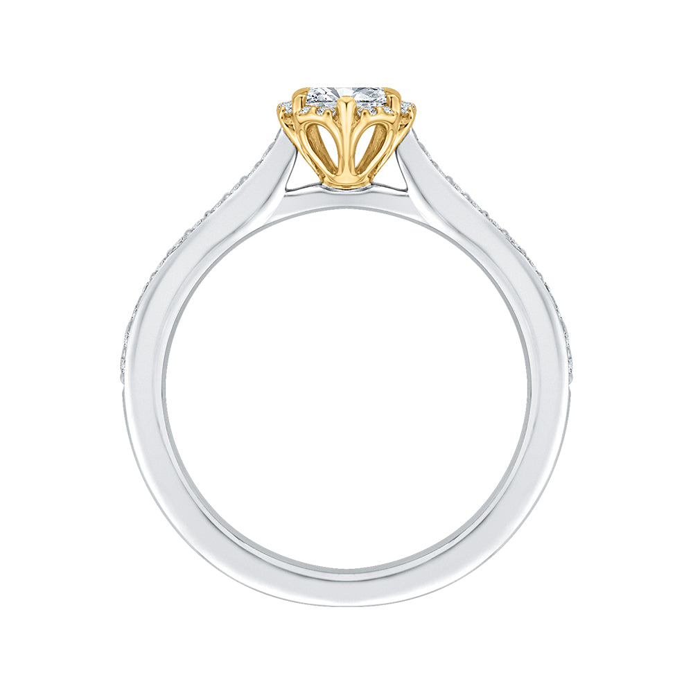 14K Two-Tone Gold Round Diamond Engagement Ring
