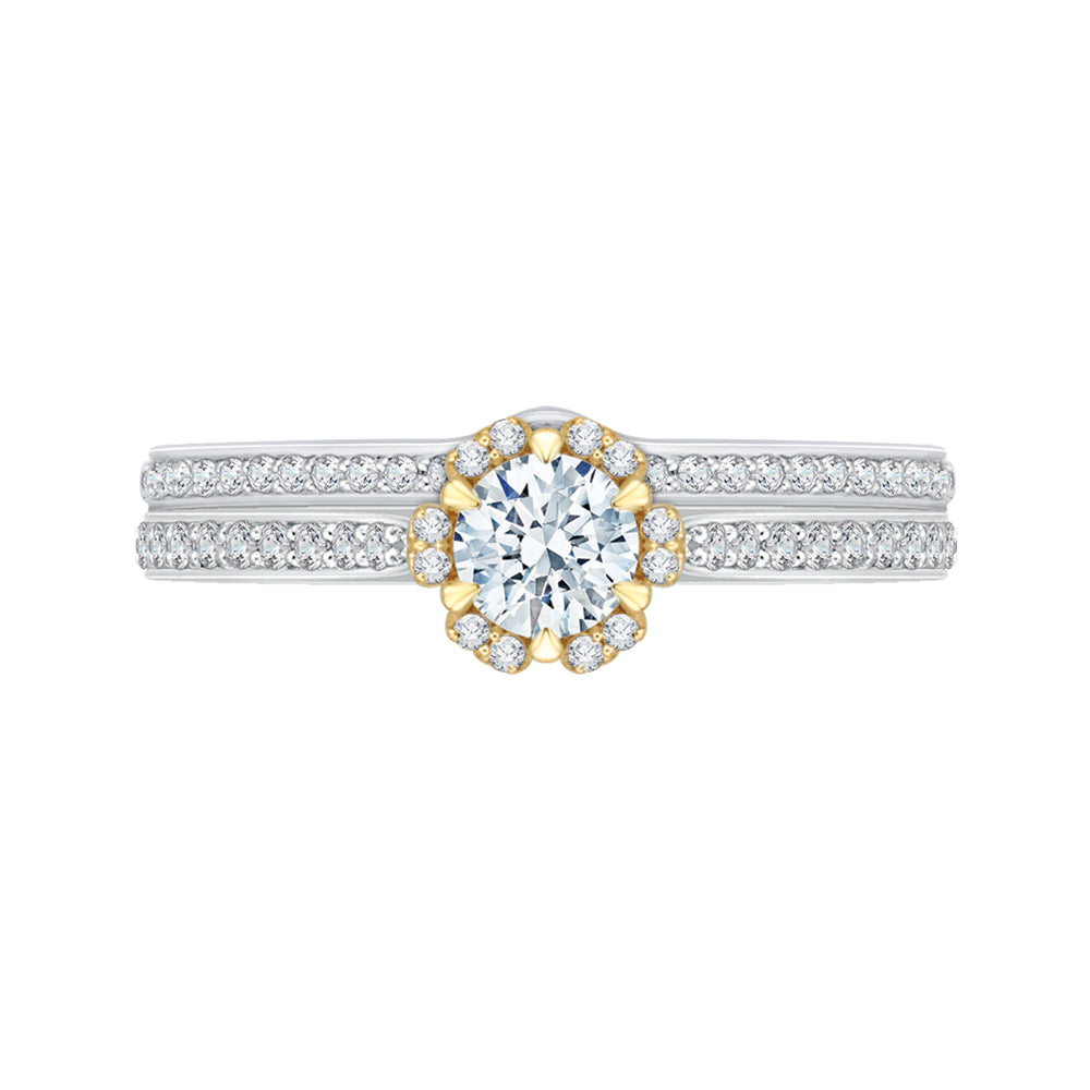 14K Two-Tone Gold Round Diamond Engagement Ring