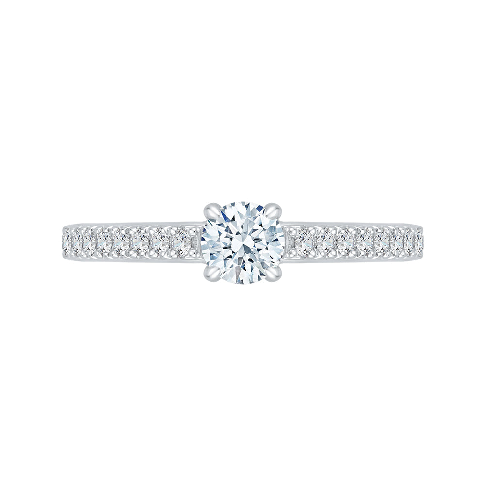 14K White Gold Round Cut Diamond Engagement Ring
