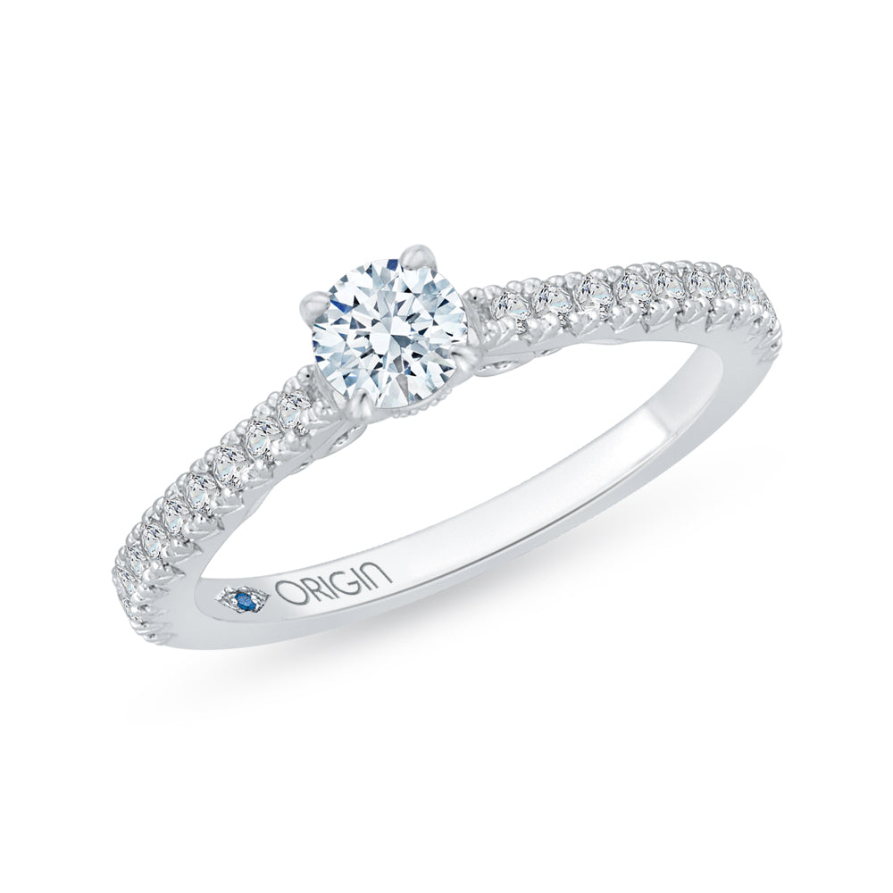 14K White Gold Round Cut Diamond Engagement Ring