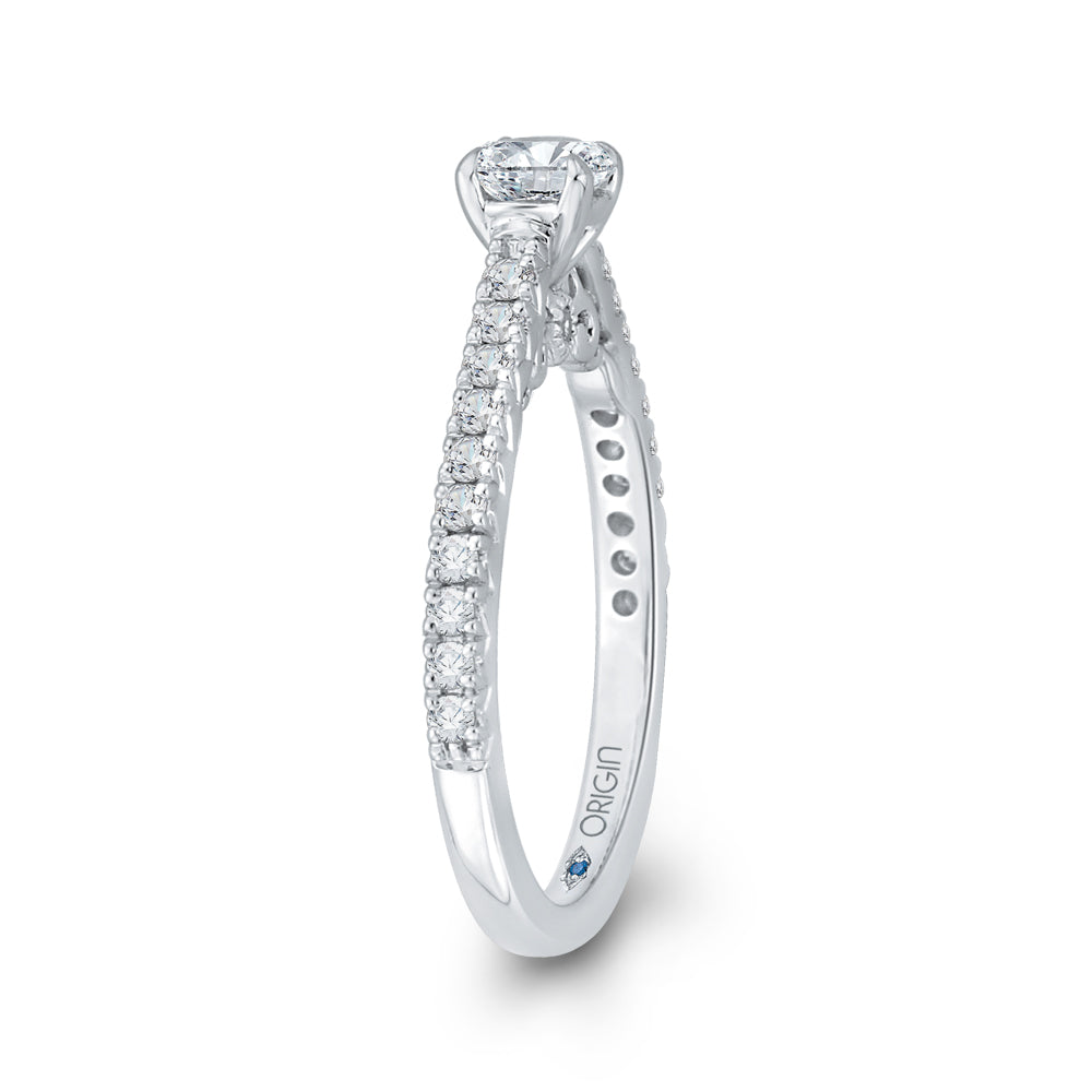 14K White Gold Round Cut Diamond Engagement Ring