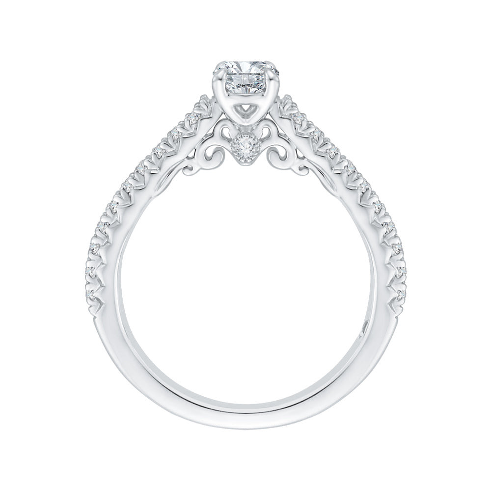 14K White Gold Round Cut Diamond Engagement Ring