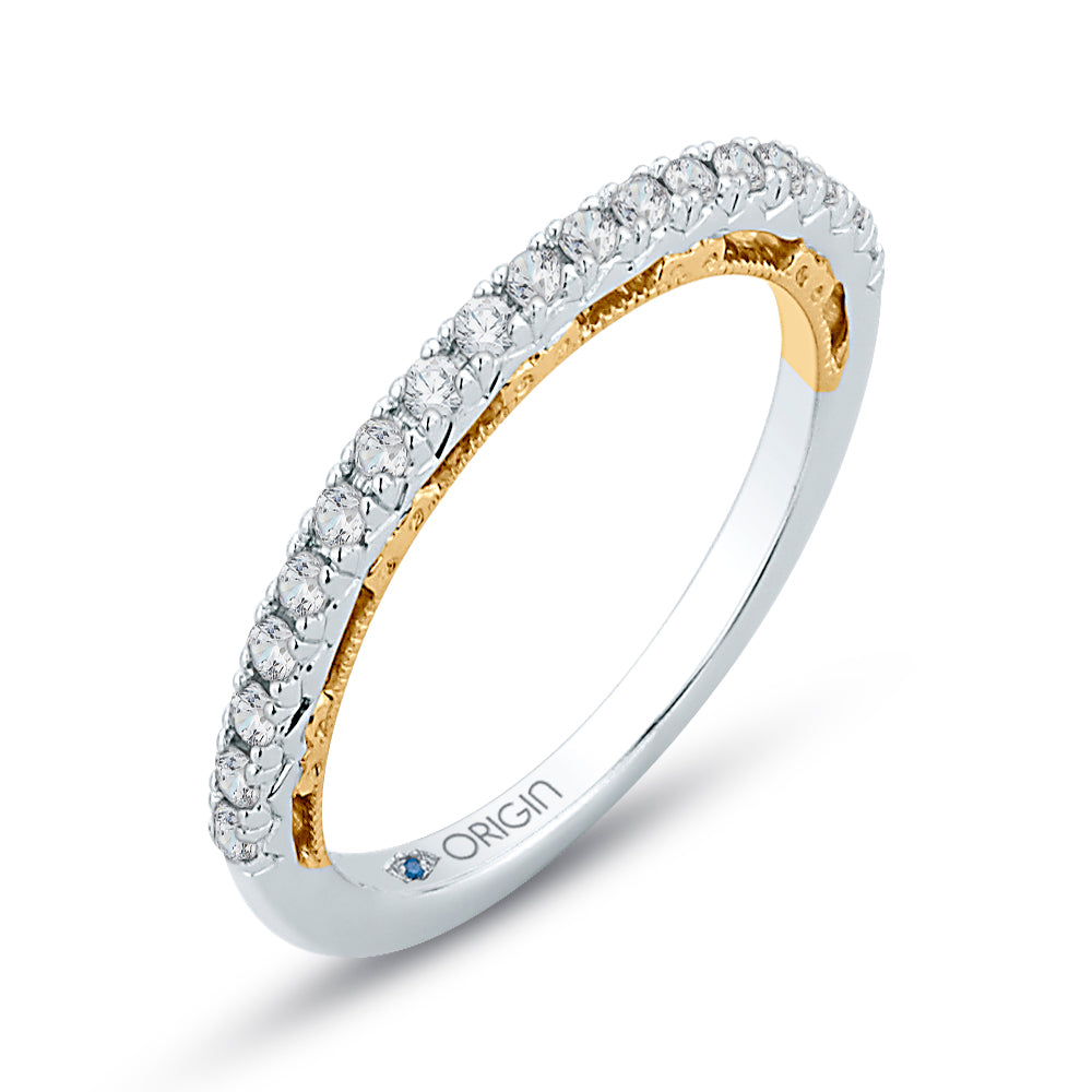 Round Diamond Half-Eternity Wedding Band In 14K Two-Tone Gold