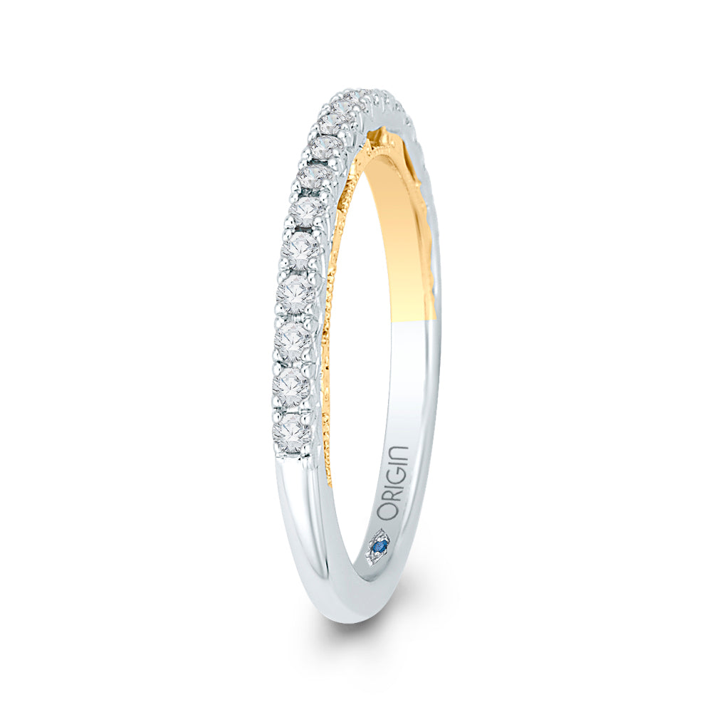 Round Diamond Half-Eternity Wedding Band In 14K Two-Tone Gold