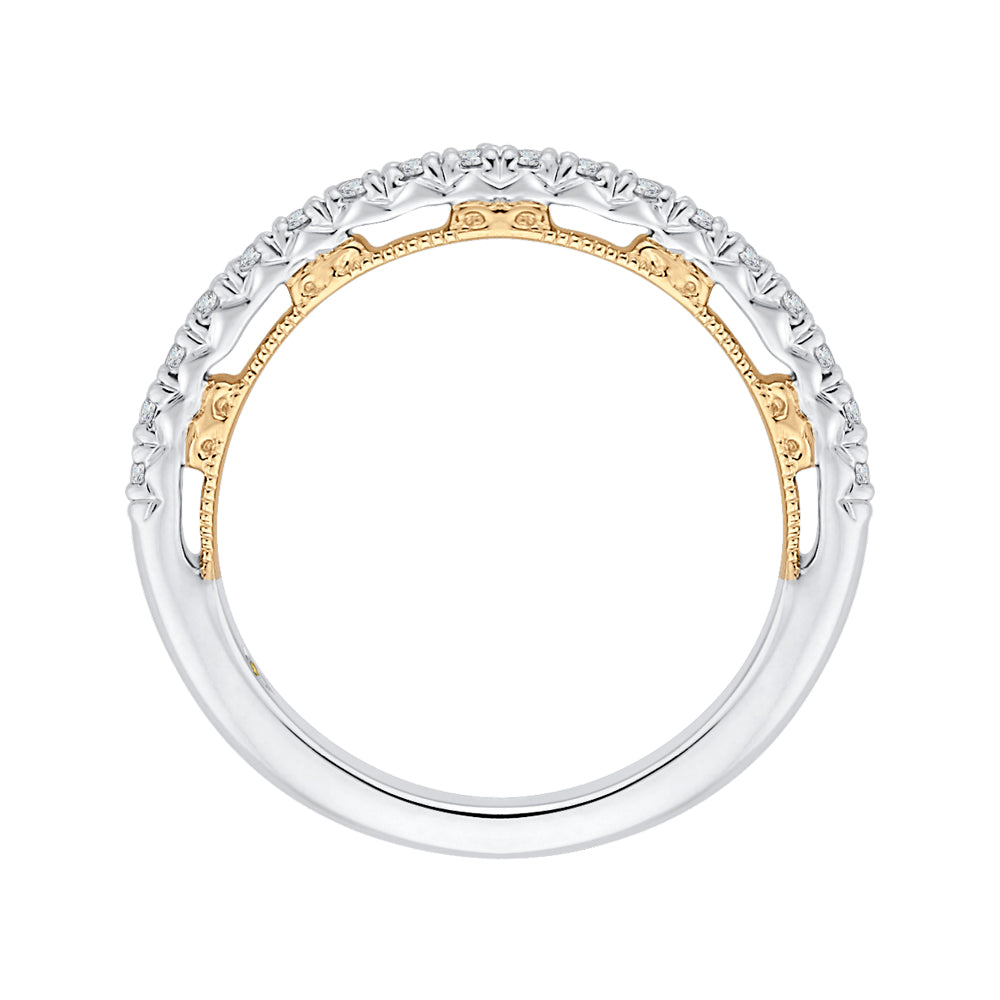 Round Diamond Half-Eternity Wedding Band In 14K Two-Tone Gold