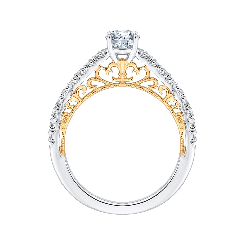 14K Two-Tone Gold Round Cut Diamond Engagement Ring