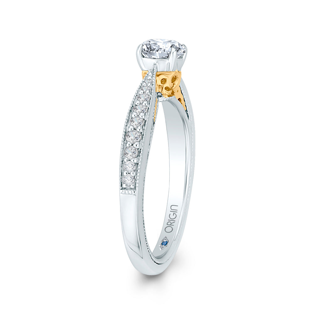 14K Two-Tone Gold Round Diamond Engagement Ring