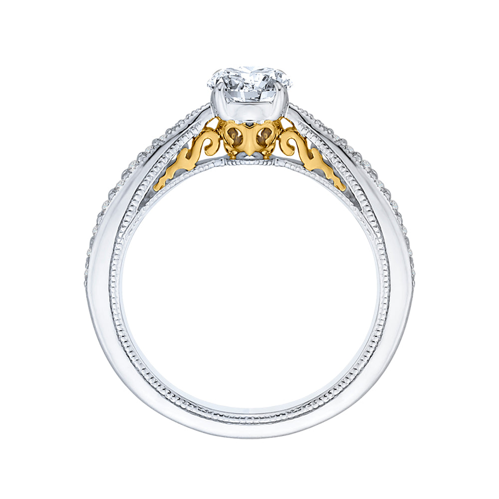 14K Two-Tone Gold Round Diamond Engagement Ring