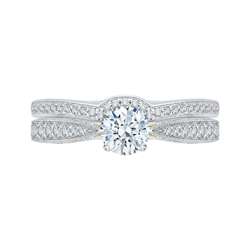 14K Two-Tone Gold Round Diamond Engagement Ring