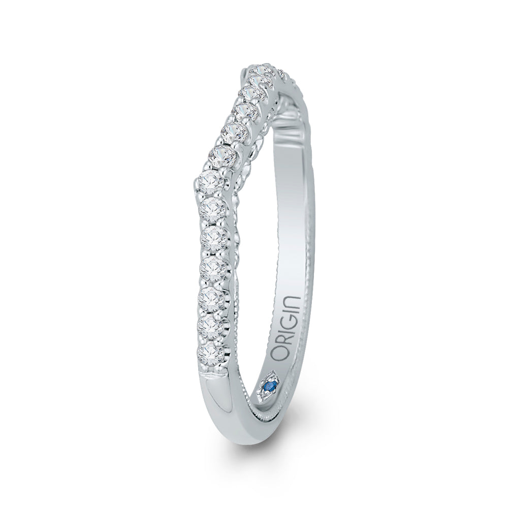Round Diamond Half-Eternity Wedding Band In 14K White Gold