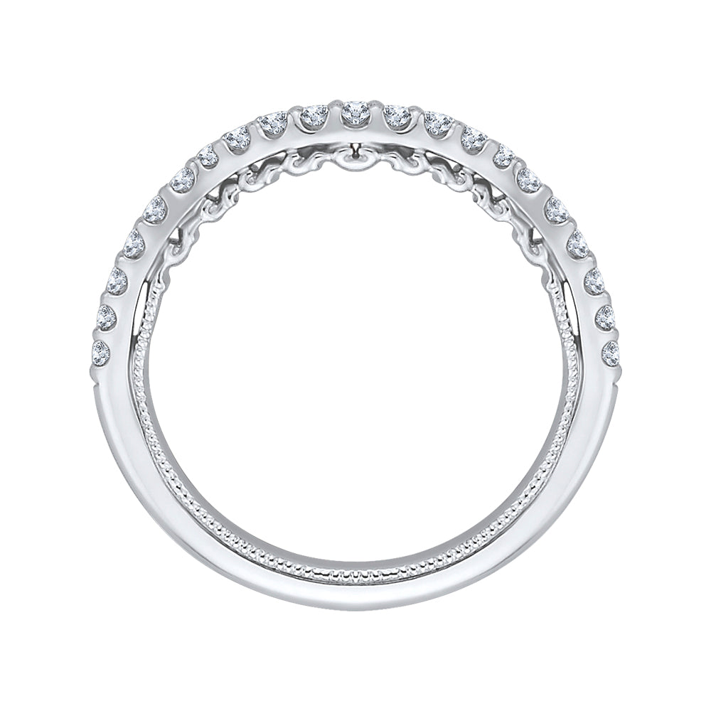 Round Diamond Half-Eternity Wedding Band In 14K White Gold