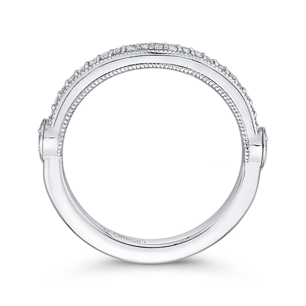14K White Gold Round Diamond Half-Eternity Wedding Band