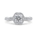 14K White Gold Round Diamond Floral Halo Engagement Ring