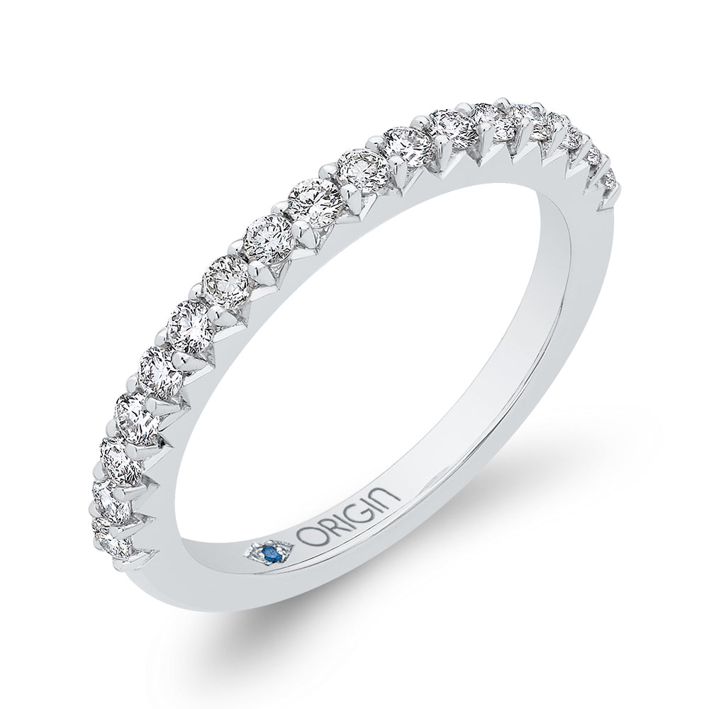 14K White Gold Round Diamond Half-Eternity Wedding Band