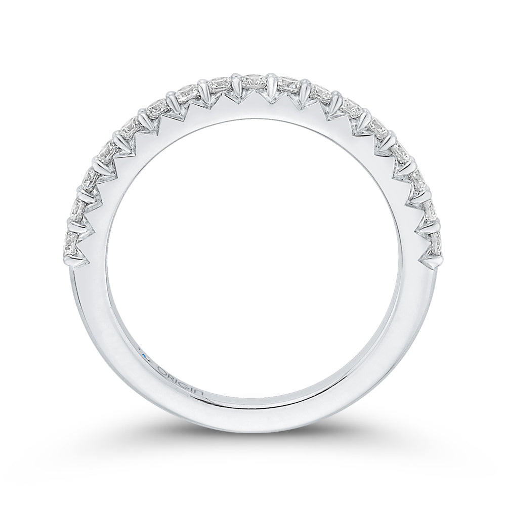 14K White Gold Round Diamond Half-Eternity Wedding Band