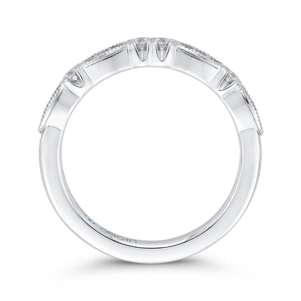 14K White Gold Round Diamond Half-Eternity Wedding Band