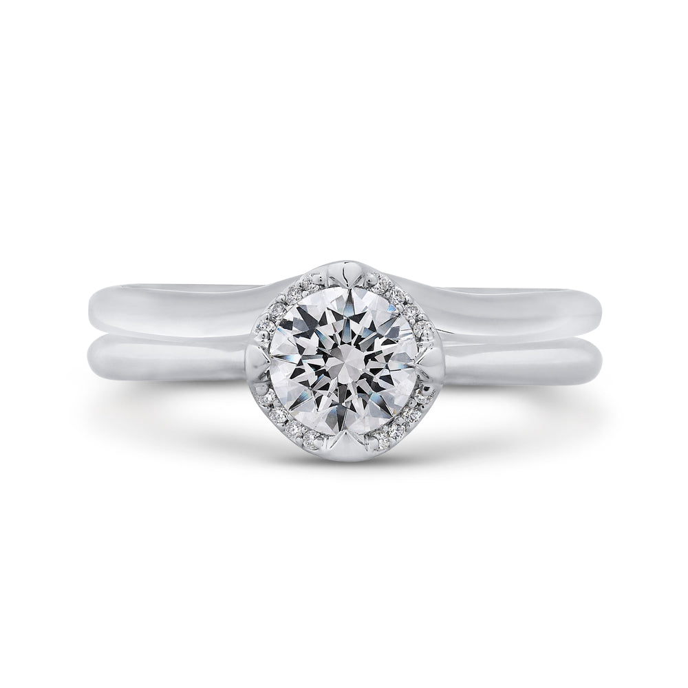 14K White Gold Round Cut Diamond Engagement Ring