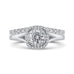 14K White Gold Round Diamond Double Halo with Spit Shank Engagement Ring