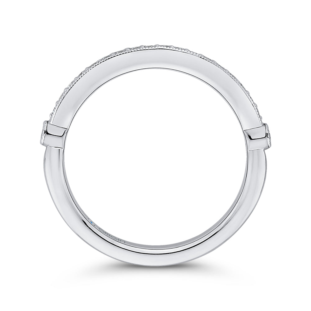 14K White Gold Round Diamond Half-Eternity Wedding Band