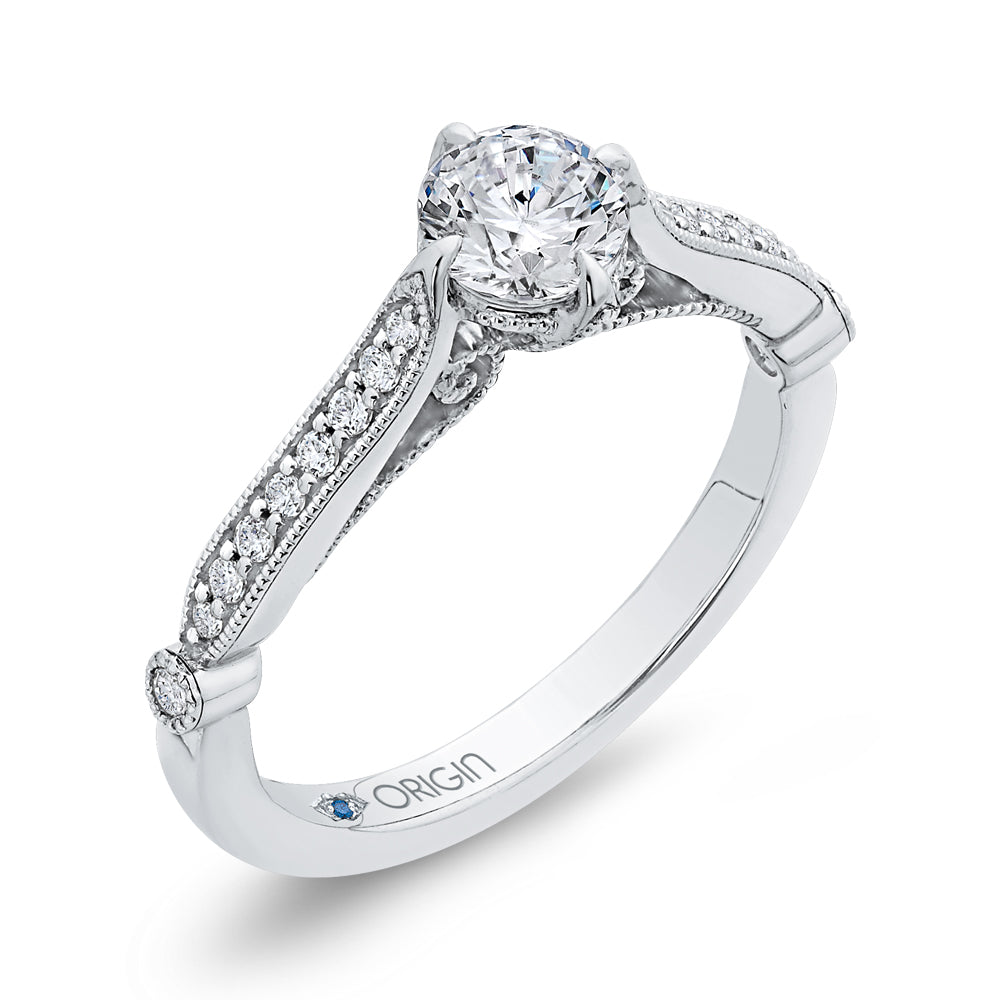 14K White Gold Round Diamond Engagement Ring