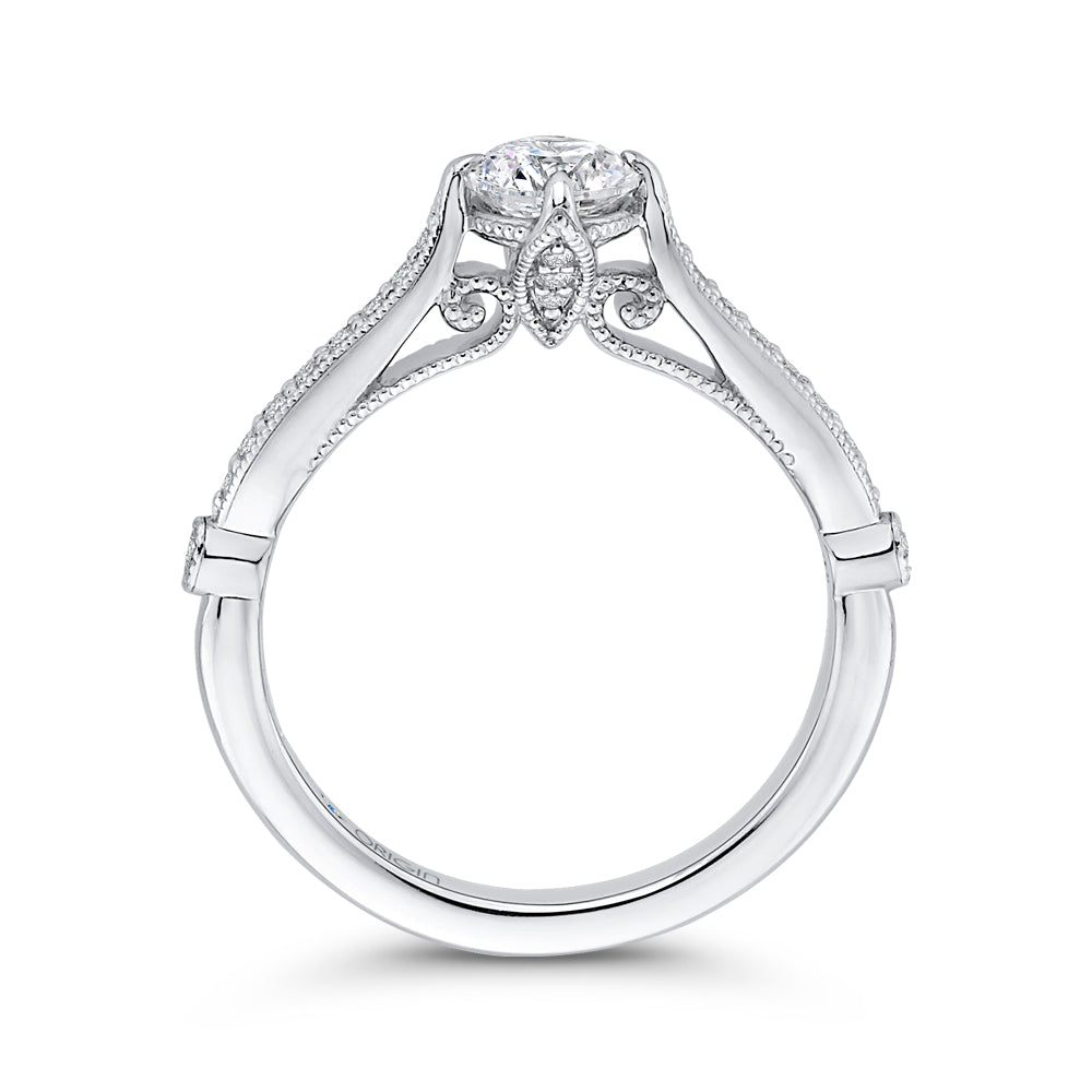 14K White Gold Round Diamond Engagement Ring