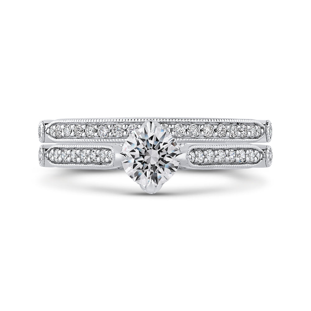 14K White Gold Round Diamond Engagement Ring