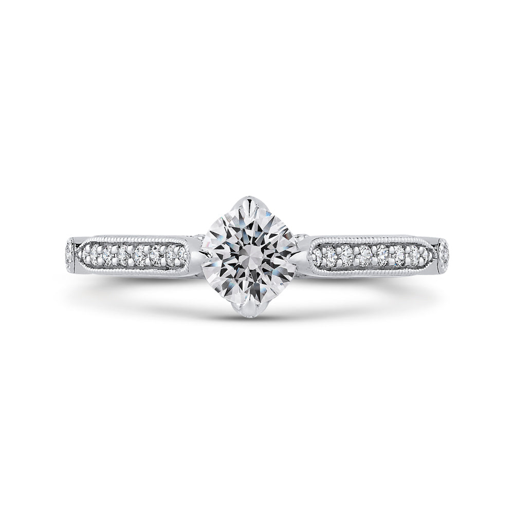 14K White Gold Round Diamond Engagement Ring