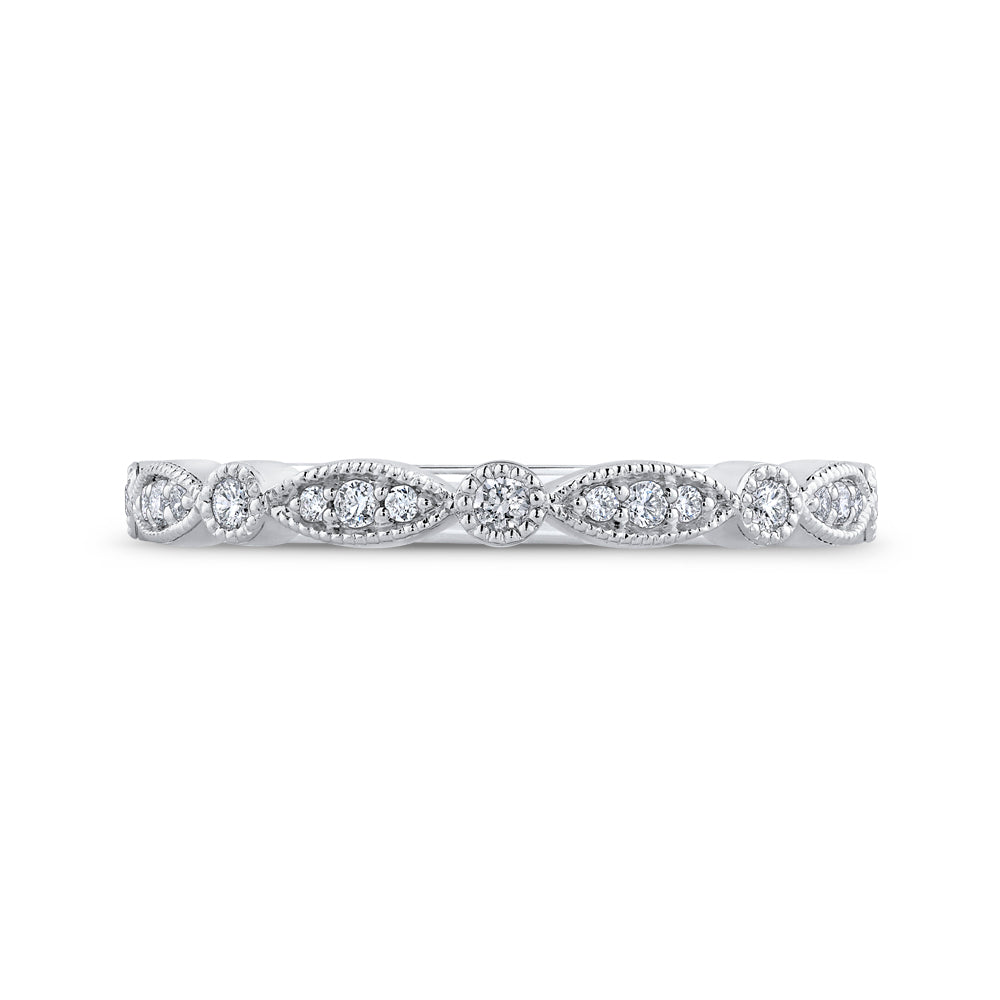 Round Diamond Half-Eternity Wedding Band In 14K White Gold