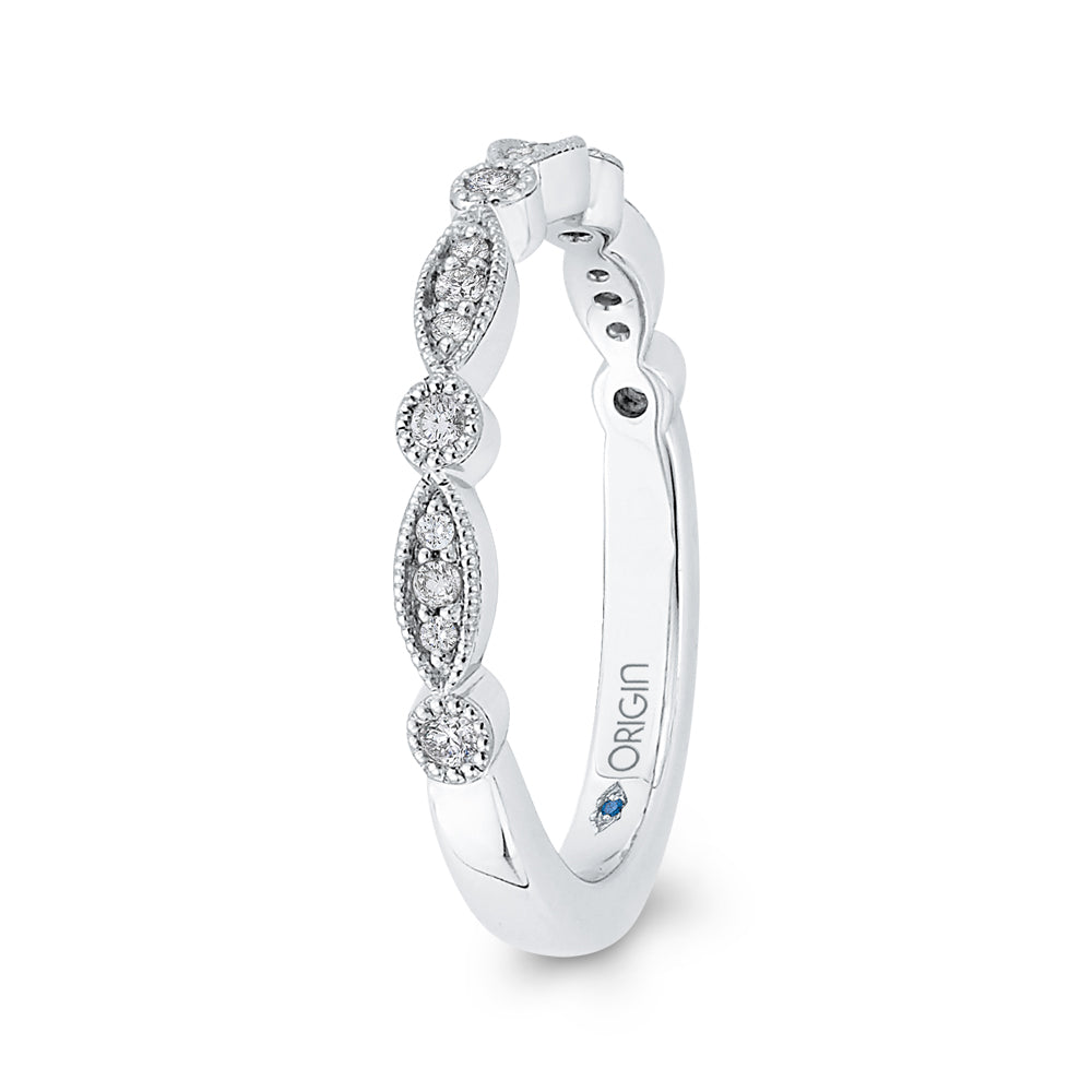 Round Diamond Half-Eternity Wedding Band In 14K White Gold