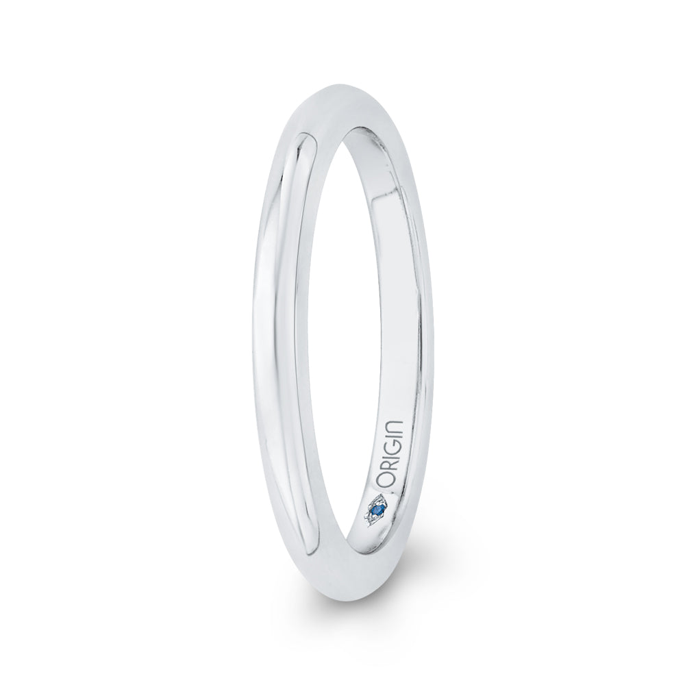 14K White Gold Plain Wedding Band