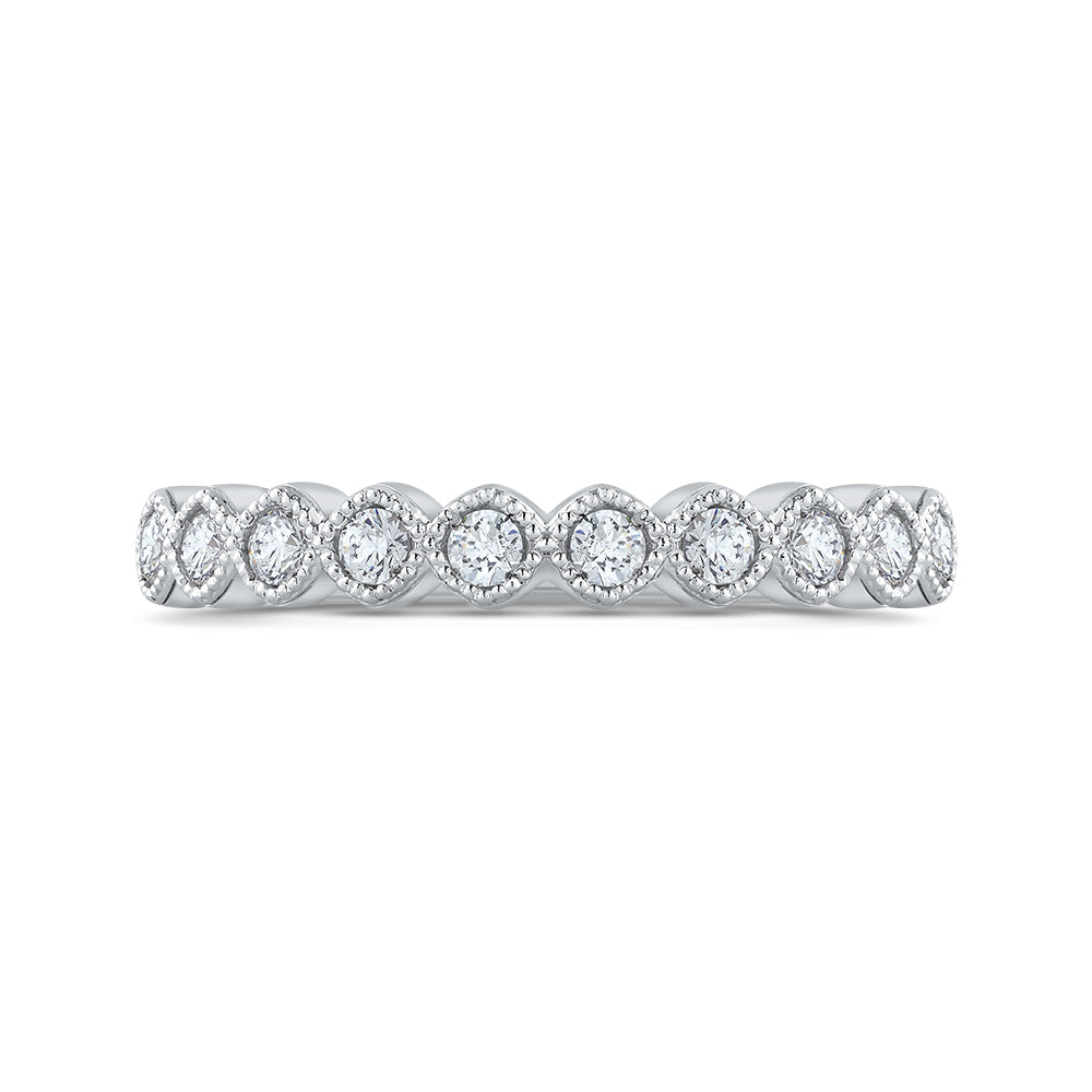 Round Diamond Half-Eternity Wedding Band In 14K White Gold