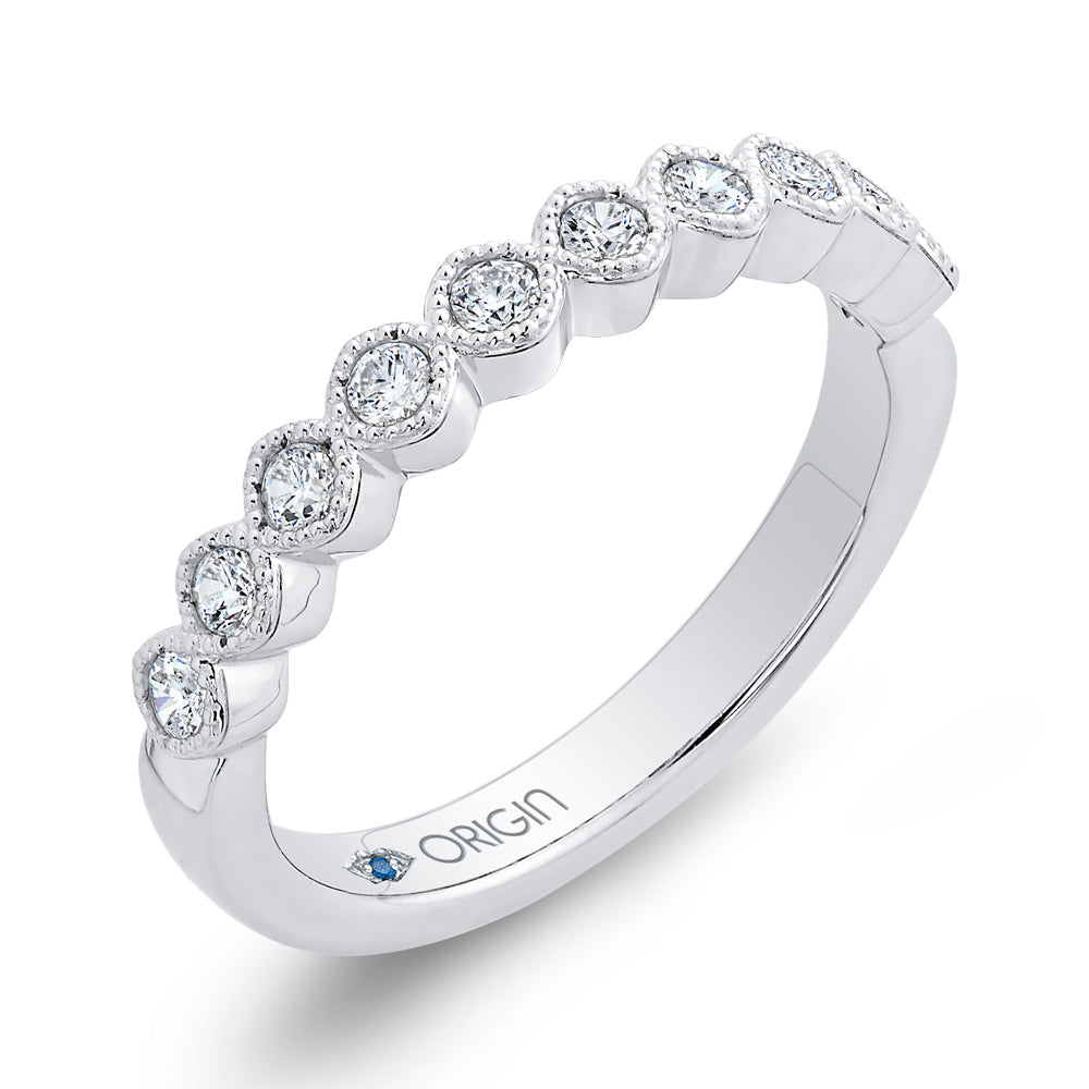 Round Diamond Half-Eternity Wedding Band In 14K White Gold