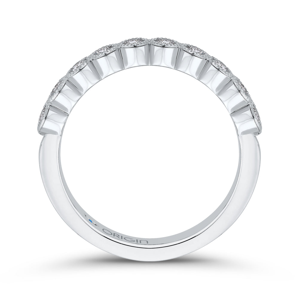 Round Diamond Half-Eternity Wedding Band In 14K White Gold