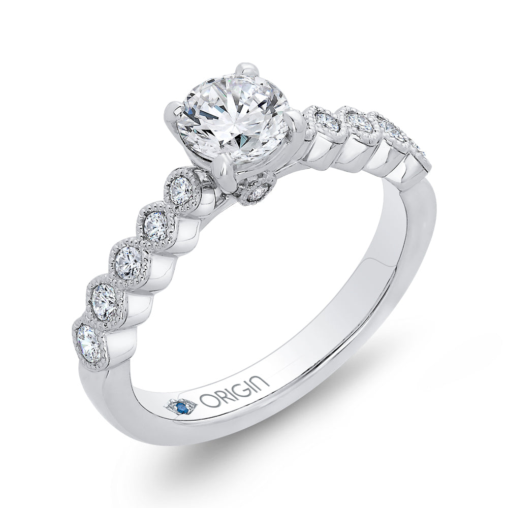 14K White Gold Round Cut Diamond Engagement Ring