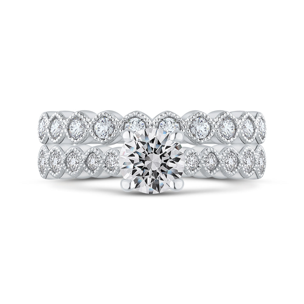 14K White Gold Round Cut Diamond Engagement Ring