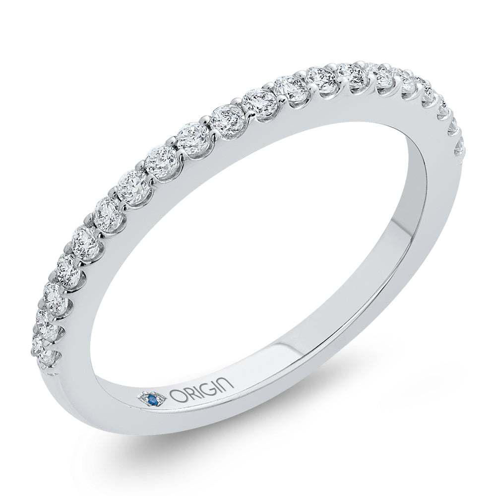 14K White Gold Round Diamond Half-Eternity Wedding Band