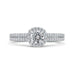 14K White Gold Round Diamond Cathedral Style Halo Engagement Ring