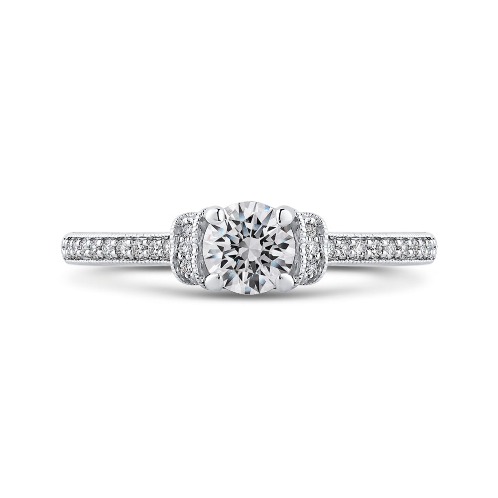 14K White Gold Round Cut Diamond Engagement Ring