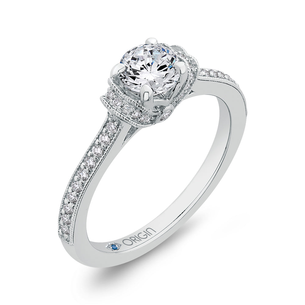 14K White Gold Round Cut Diamond Engagement Ring