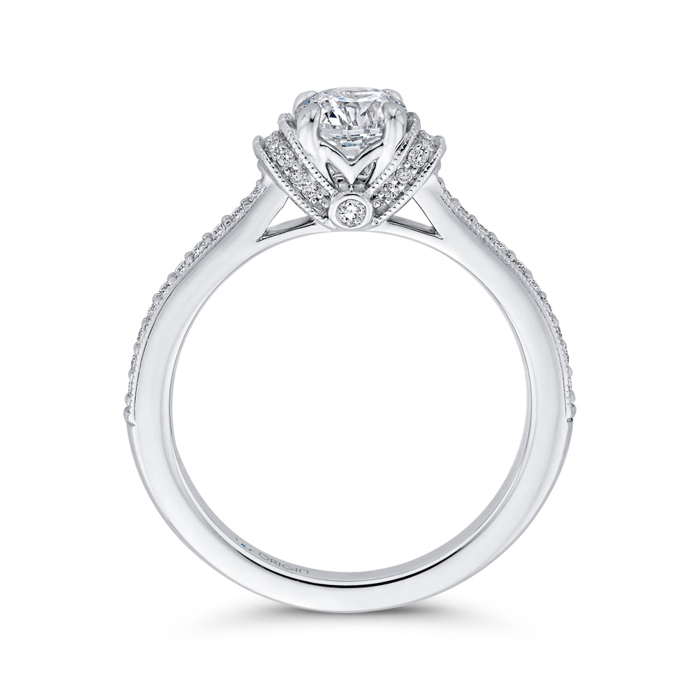 14K White Gold Round Cut Diamond Engagement Ring