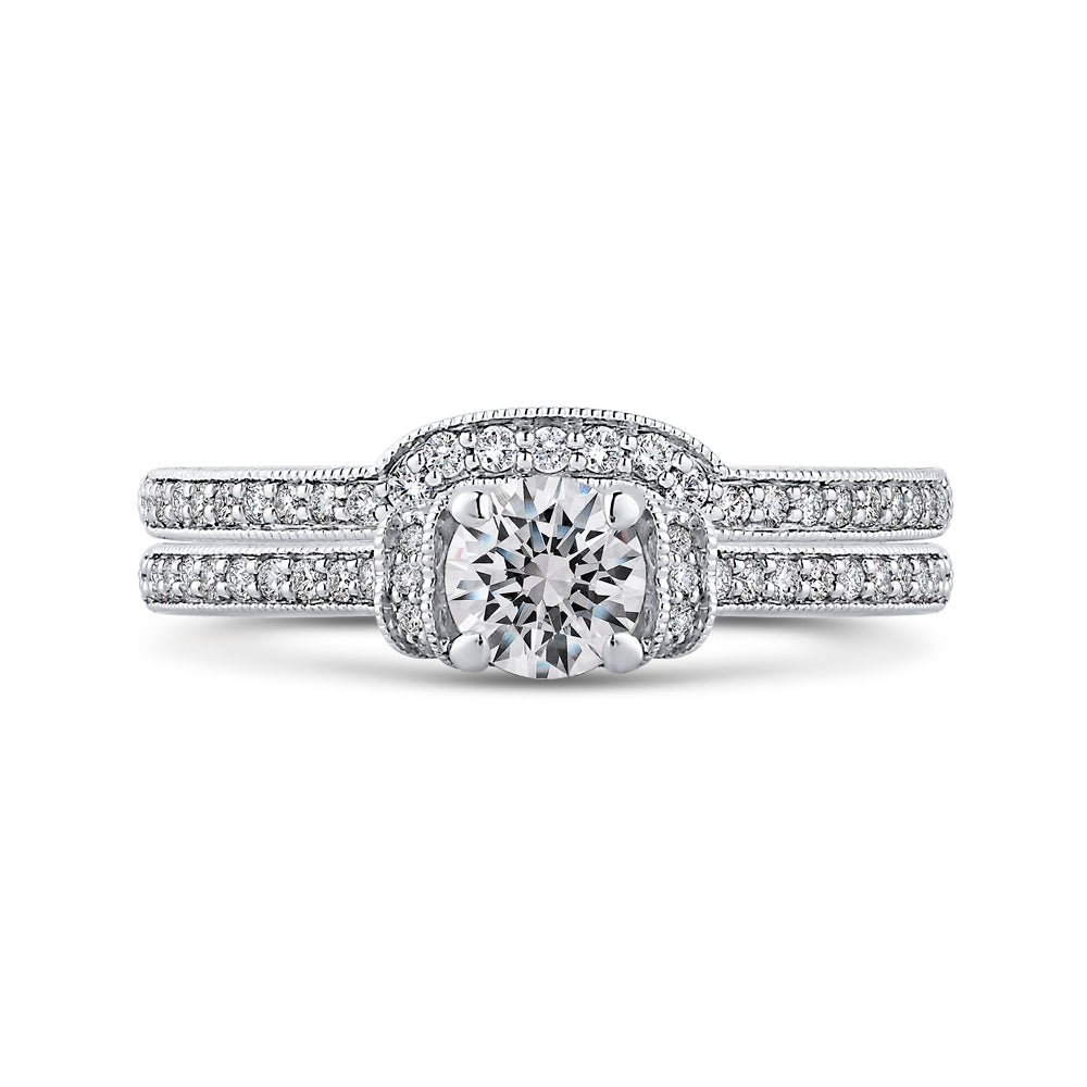 14K White Gold Round Cut Diamond Engagement Ring