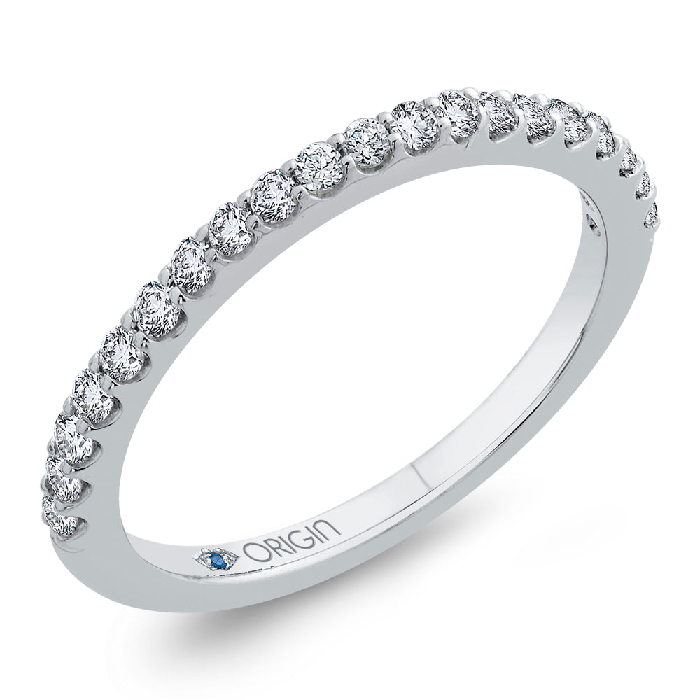 14K White Gold Round Diamond Half-Eternity Wedding Band