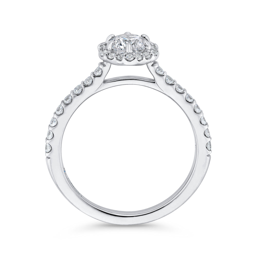 14K White Gold Round Diamond Halo Engagement Ring