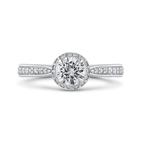 14K White Gold Round Diamond Halo Engagement Ring