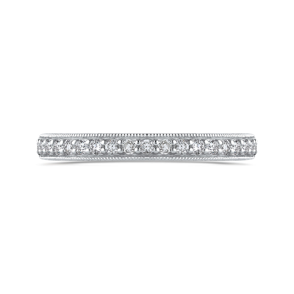 Round Diamond Half-Eternity Wedding Band In 14K White Gold