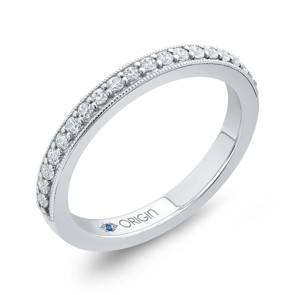Round Diamond Half-Eternity Wedding Band In 14K White Gold