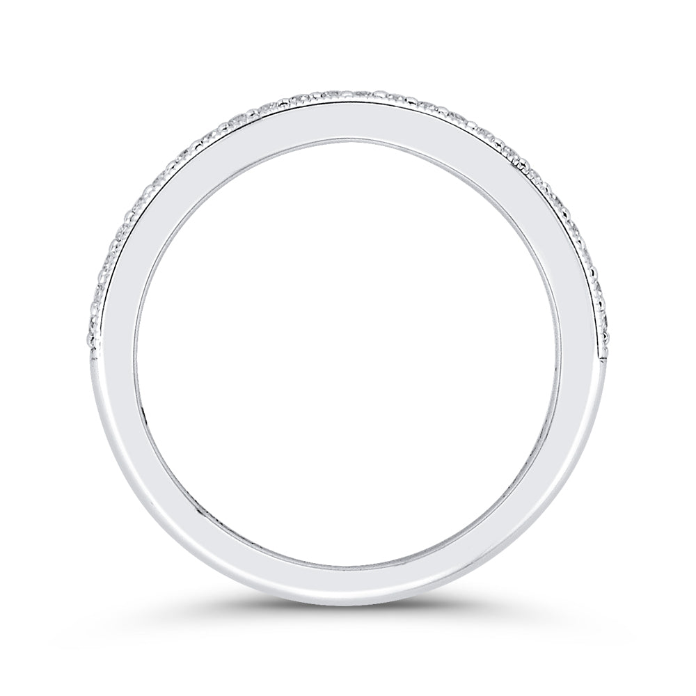 Round Diamond Half-Eternity Wedding Band In 14K White Gold